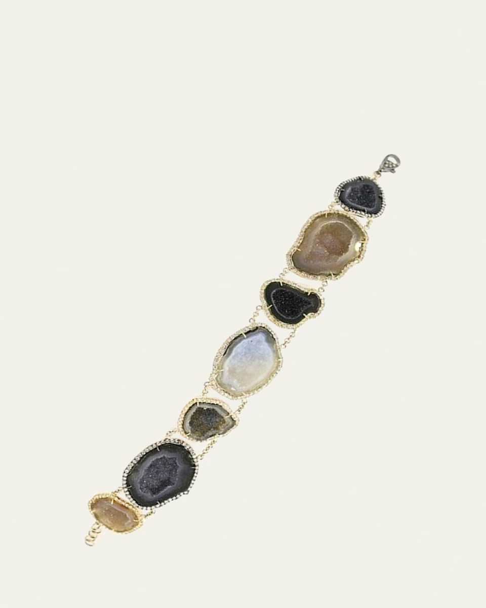 18K Gold Geode and Diamond Pathway Bracelet